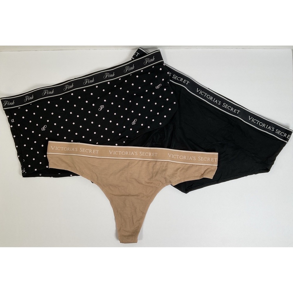 NWT Lot 3 Pairs PINK & Victoria's Secret Panties Thong Shortie Hipster - XXL
